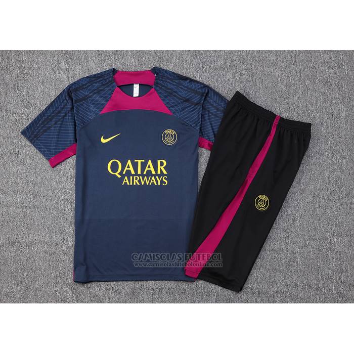 Fato de Treino Paris Saint-Germain Manga Curta 2023-2024 Azul - Calcas Curta